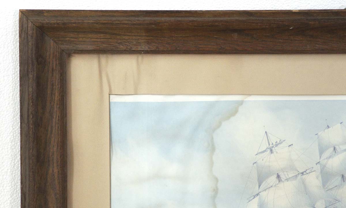 sailboat print wood frame