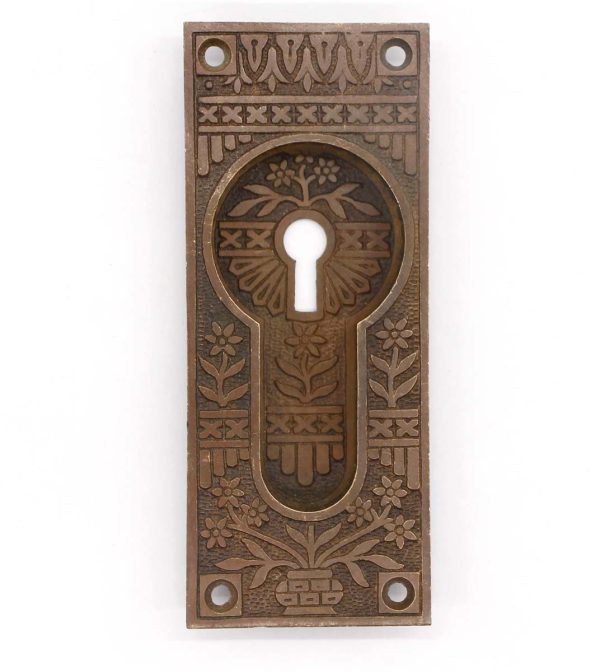 Pocket Door Hardware - Aesthetic Bronze Pocket Door Plate with Keyhole