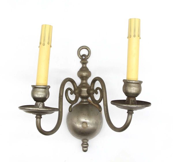 Sconces & Wall Lighting - Antique Brushed Nickel Over Brass Colonial Williamsburg Wall Sconces