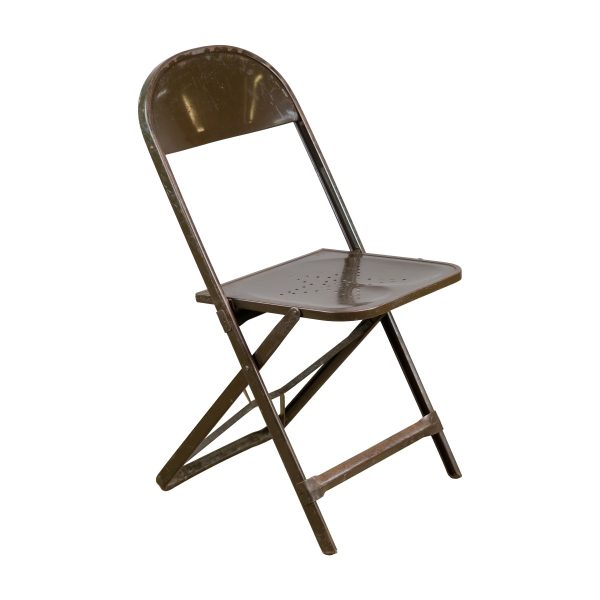 Seating - Vintage Star Cutout Brown Seat Steel Folding Chair