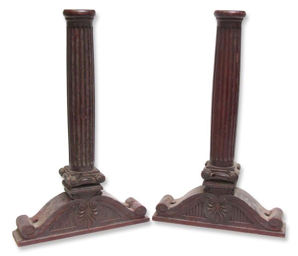 Staircase Elements - Pair of European Carved Mahogany Railing Balusters