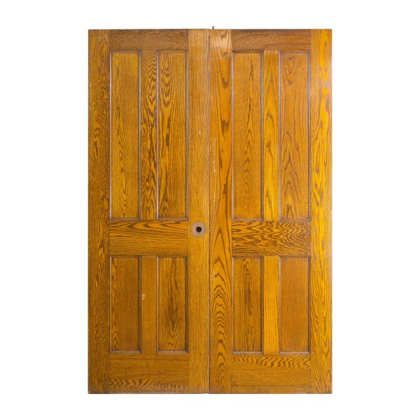 Standard Doors - Arts & Crafts American Chestnut 4 Pane Double Doors 84 x 56