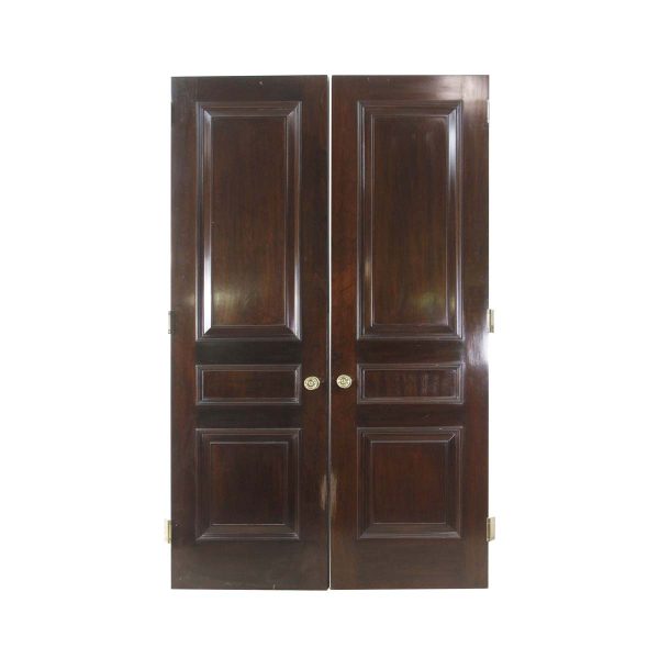 Standard Doors - Vintage 3 Pane Dark Tone Wood Passage Double Doors 89.5 x 54