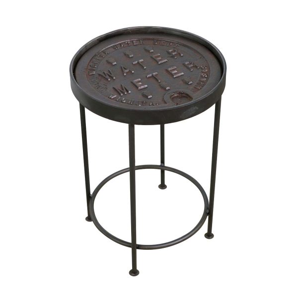 Altered Antiques - Handmade Black Cast Iron Water Meter Cover Stool or Side Table