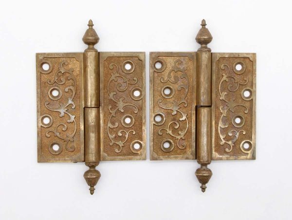 Door Hinges - Pair of Victorian Bronze 4.375 x 4.375 Lift Off Butt Door Hinges