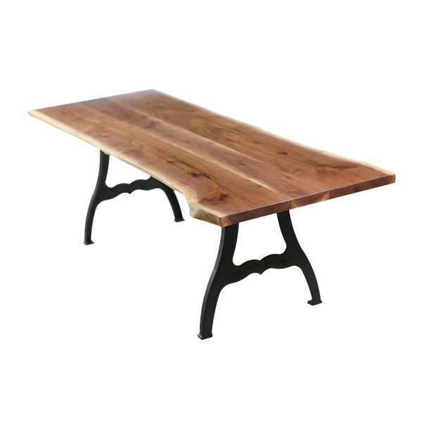 Farm Tables - Handmade 8 ft Live Edge Walnut Cast Iron NY Legs Dining Table