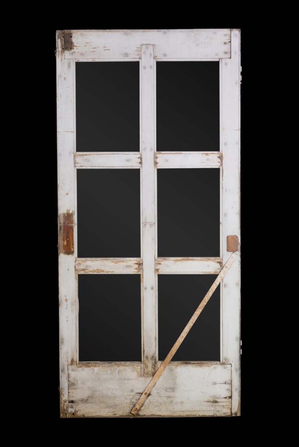 French Doors - Primitive 6 Lite White Painted Pine French Door 73 x 34.25