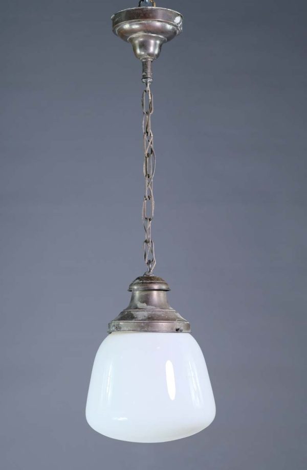 Globes - Vintage White 10 in. Milk Glass Gum Drop Pendant Light
