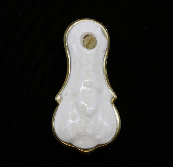 Keyhole Covers - Vintage Brass & White Ceramic Keyhole Cover with Draft