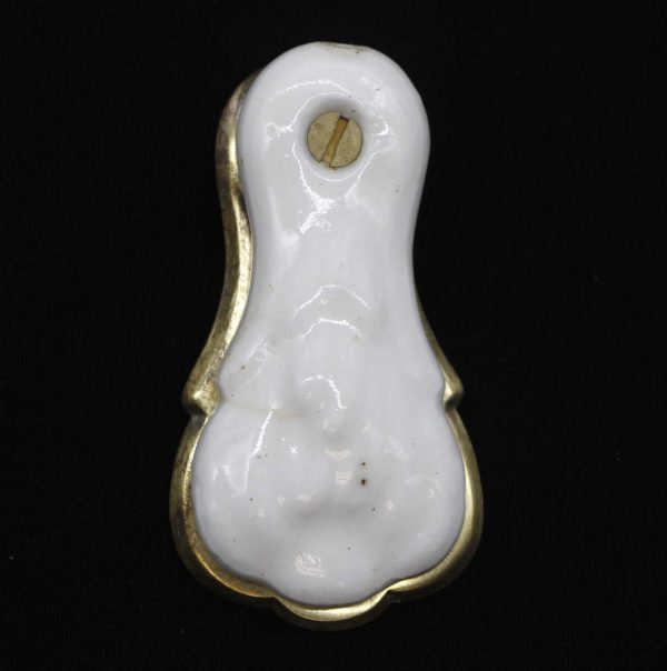 Keyhole Covers - Vintage White Ceramic Draft Cover with Brass Keyhole