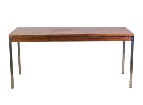 Kitchen & Dining - Modern 5.5 ft Chromed Steel Mahogany Veneer Table