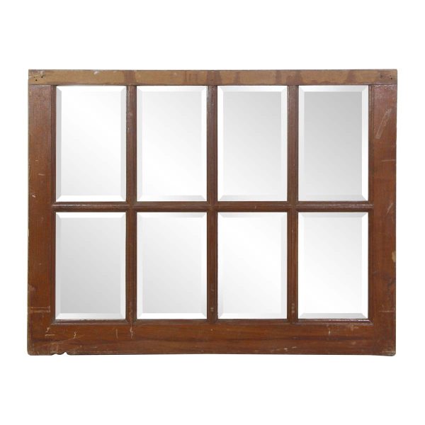 Reclaimed Windows - Reclaimed Oak Beveled Glass Sash 8 Pane Window