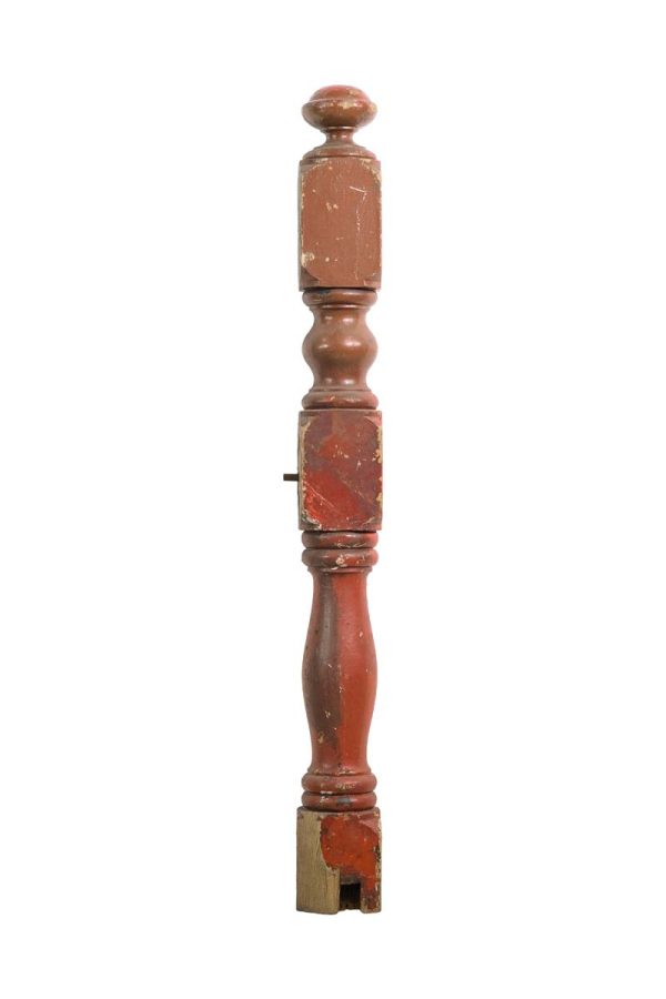 Staircase Elements - Antique 40 in. Oak Red Painted Railing Post