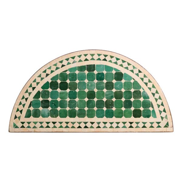 Table Tops - Green & Off White Tile Arch Mosaic Steel Frame Table Top