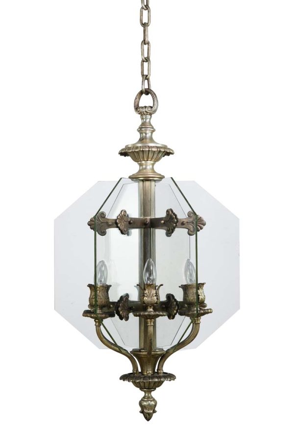 Up Lights - Antique Caldwell Silvered Bronze Bank Pendant Light with Glass Panes