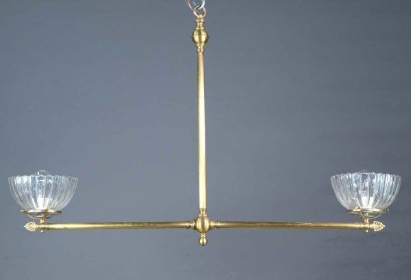 Up Lights - Modern Brass Extended Pole Double Dish Pendant Light