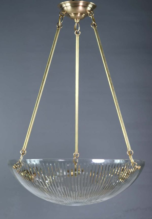 Up Lights - Modern Clear Fluted Cut Glass Dish Pendant Light