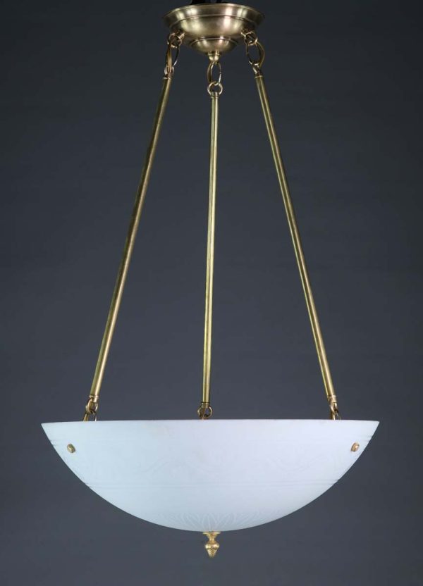 Up Lights - Modern Etched Milk Glass Dish Uplight Pendant Light