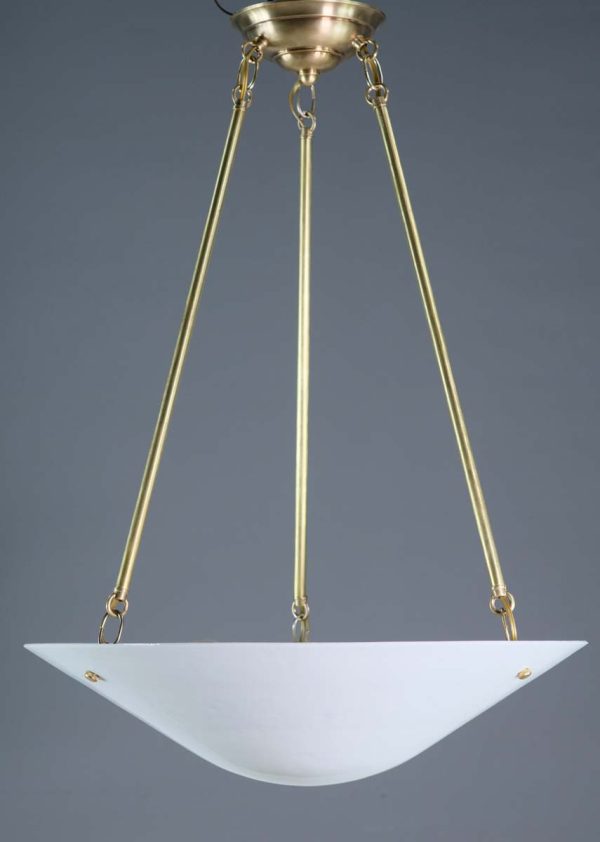 Up Lights - Modern Milk Glass Dish Brass Pendant Light