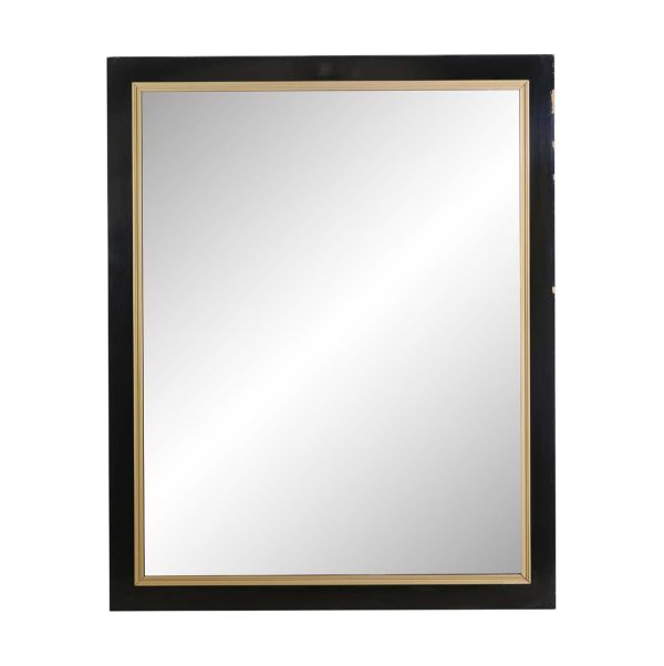 Antique Mirrors - Vintage Black & Gold Composite Frame Wall Mirror 77 x 62