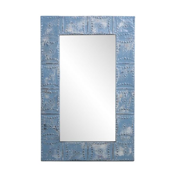 Antique Tin Mirrors - Handmade Blue Snowflake Antique Tin Ceiling Wall Mirror