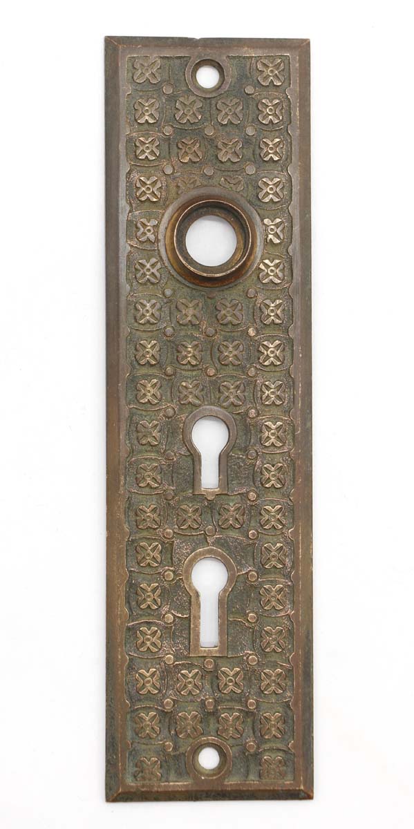 Back Plates - Antique 7 in. Aesthetic Field Floral Double Keyhole Bronze Door Back Plate