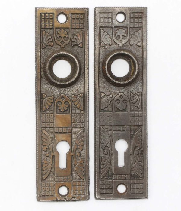 Back Plates - Pair of 1860s Eastlake 5 in. Black Cast Iron Door Back Plates