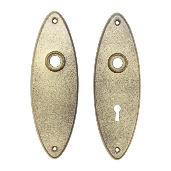 Back Plates - Pair of 7 in. Textured Brass Oval Door Back Plates
