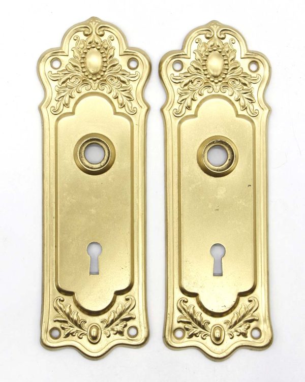 Back Plates - Pair of Gold Painted Steel Passage Door Back Plates
