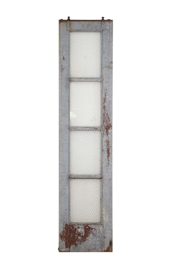 Commercial Doors - Vintage Steel Pebbled Chicken Wire Glass Door 83.5 x 19.25