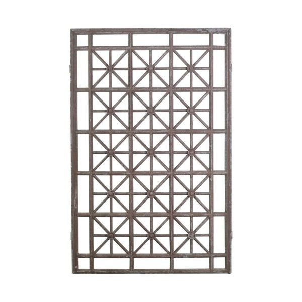 Decorative Metal - Reclaimed Beaux Arts Iron Panel with Flower Motif 62 x 40.5