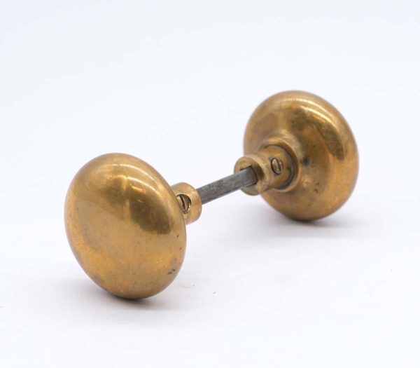 Door Knobs - Pair of Solid Brass Round Plain Passage Door Knobs
