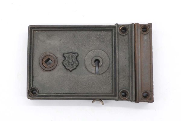 Door Locks - Antique Cast Iron Rectangle Surface Rim Door Lock