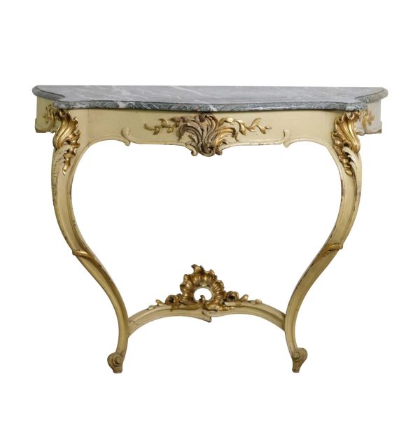 Entry Way - European Italian Rococo Console Table with Green Marble Top