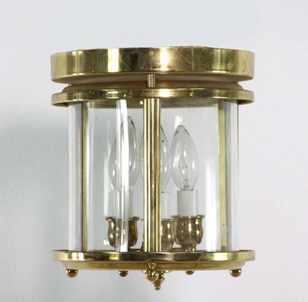 Flush & Semi Flush Mounts - Vintage Modern Brass & Clear Glass Cylinder Semi Flush Mount Light
