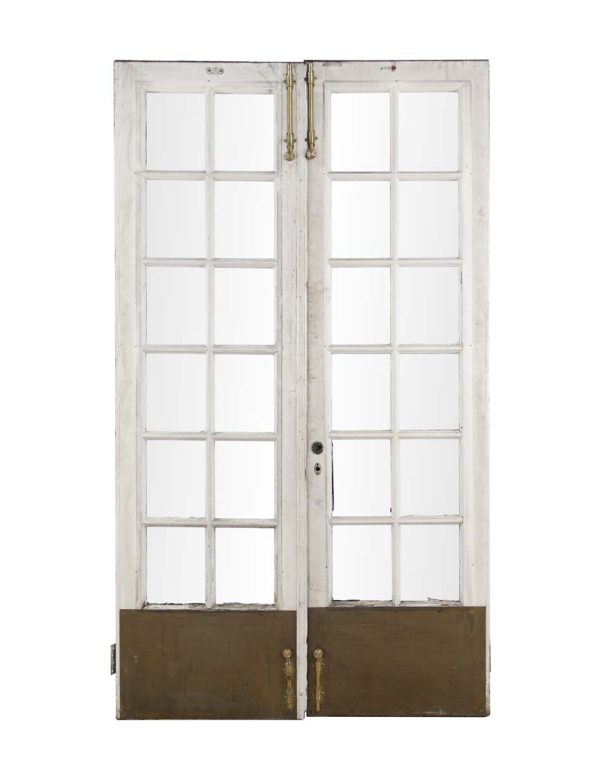 French Doors - Reclaimed 12 Lite French Wood Double Doors 84 x 48