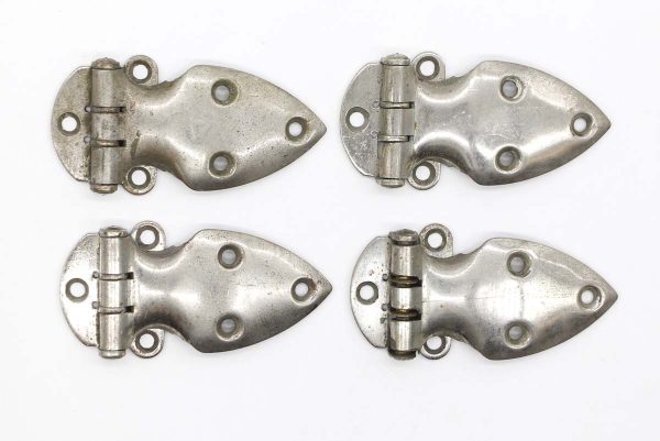 Ice Box Hardware - Set of 4 National Lock Co. Nickel Plated Brass Ice Box Hinges