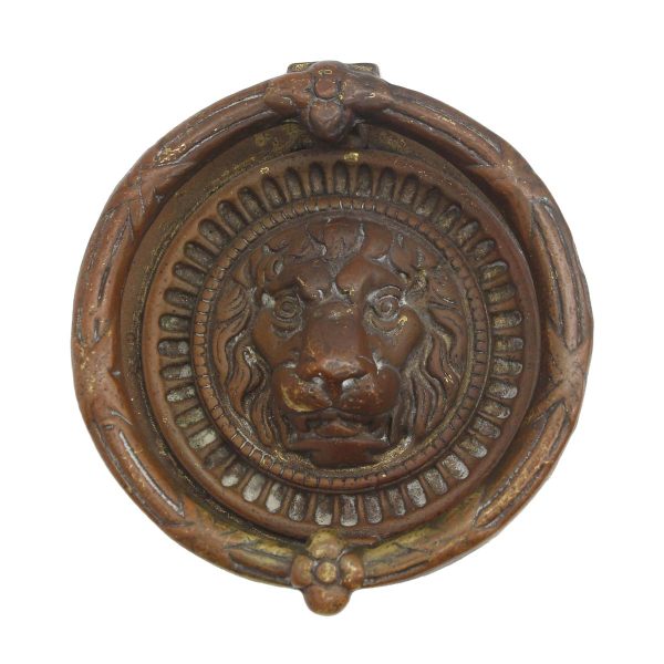 Knockers & Door Bells - Antique Cast Bronze Round Lion Head Door Knocker