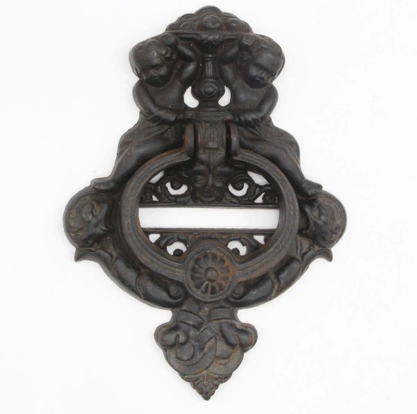 Knockers & Door Bells - Antique Cast Iron 10 in. Ornate Cherub Door Knocker