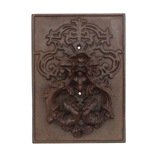 Knockers & Door Bells - Antique Cast Iron Ornate Door Knocker on Back Plate