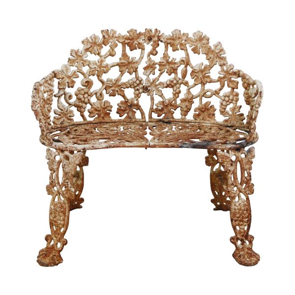 Patio Furniture - Antique 33 in. Cast Iron Floral Garden Bench