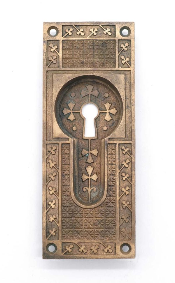Pocket Door Hardware - Aesthetic 6 in. Bronze Pocket Door Pull with Keyhole