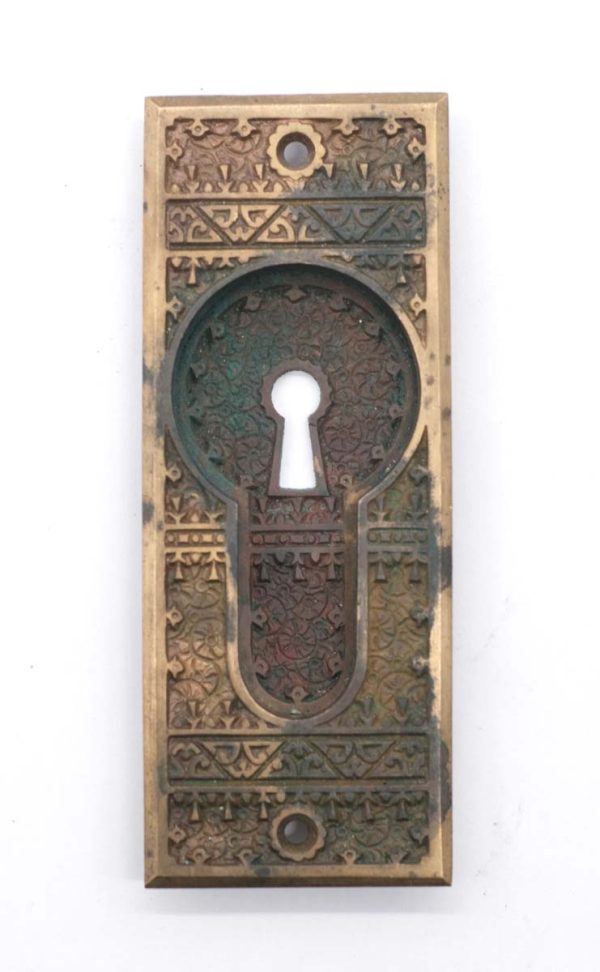 Pocket Door Hardware - Antique Aesthetic 5.75 in. Bronze Pocket Door Pull with Keyhole