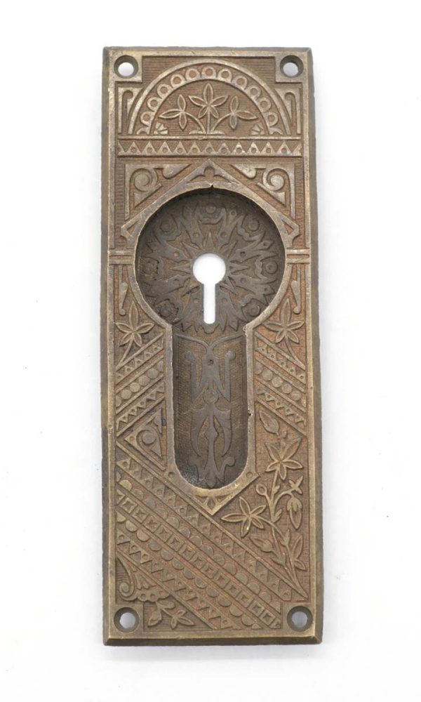 Pocket Door Hardware - Antique Aesthetic 7 in. Bronze Pocket Door Pull with Keyhole