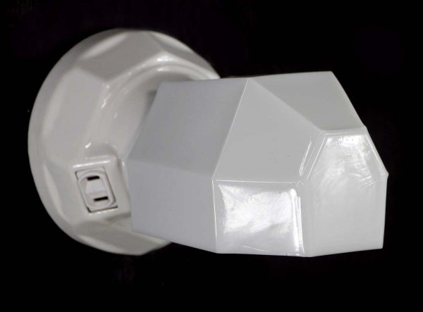 Sconces & Wall Lighting - Art Deco White Milk Glass & Ceramic Bathroom Wall Sconce