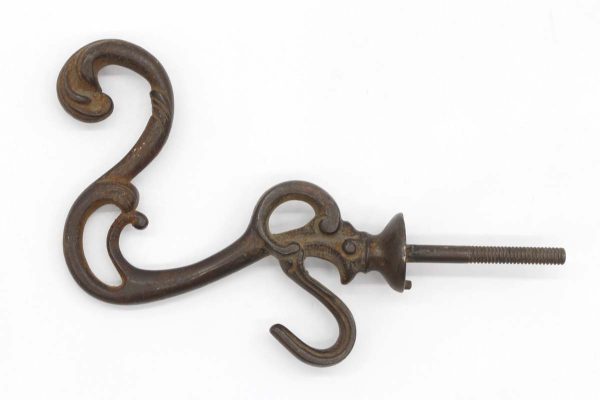 Single Hooks - Antique Double Arm Serpentine Cast Iron Wall Tree Hook