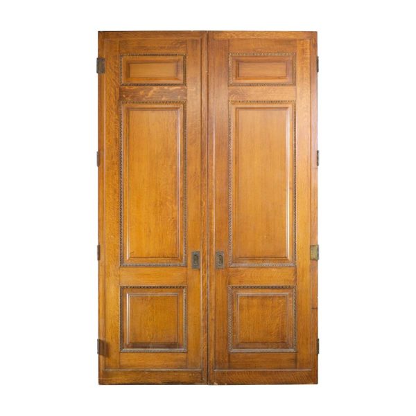 Standard Doors - Antique 3 Raised Pane Oak & Mahogany Double Doors 116 x 71.5
