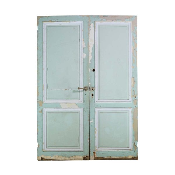 Standard Doors - Vintage 2 Pane Oak Privacy Double Doors 74 x 51.25