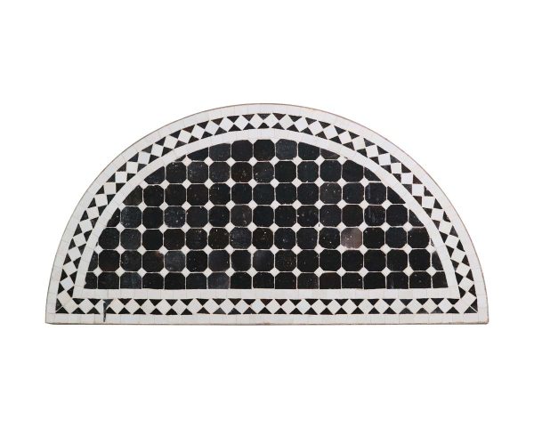 Table Tops - Black & White Tile Arch Mosaic Steel Frame Table Top