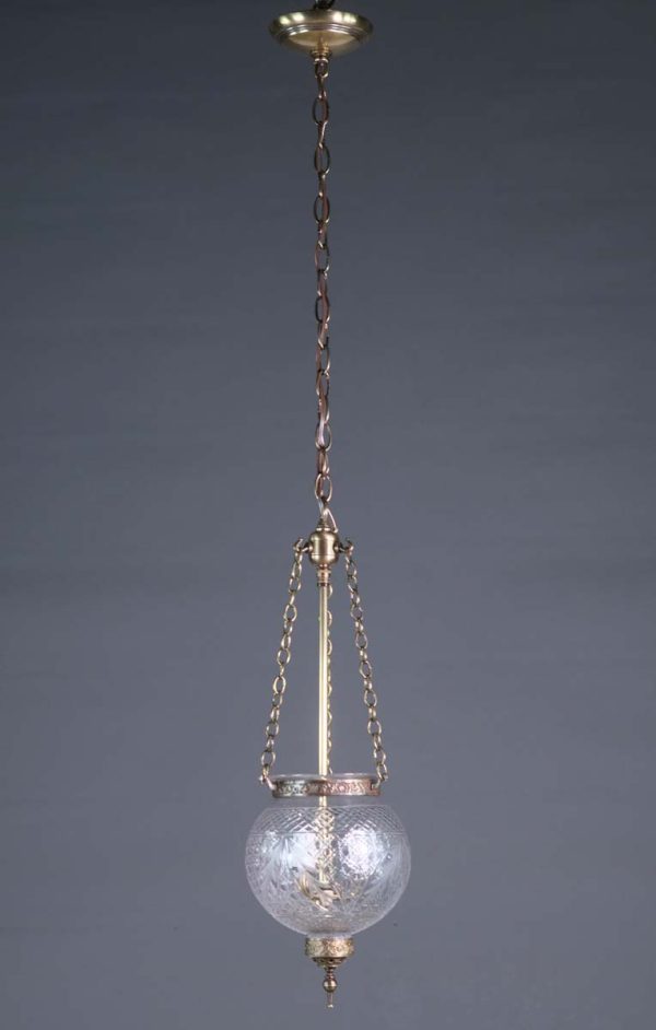 Up Lights - Antique 8 in. Etched Glass Bell Jar Pendant Light